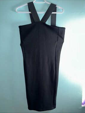 ANDREA FENZI Black Midi Sheath Dress with Wide Straps